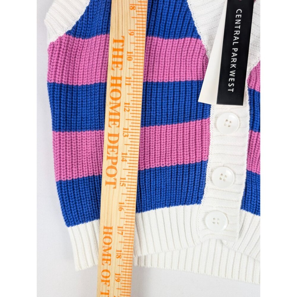 Central Park West Womens‎ Small Yasmin Striped Knit Button-Up Sweater Vest NWT - Picture 4 of 7